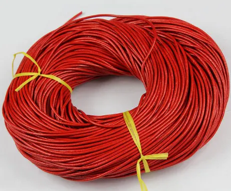 

Free shipping 100 Meters Red Leather Cord - Genuine Leather 2mm Round Cord