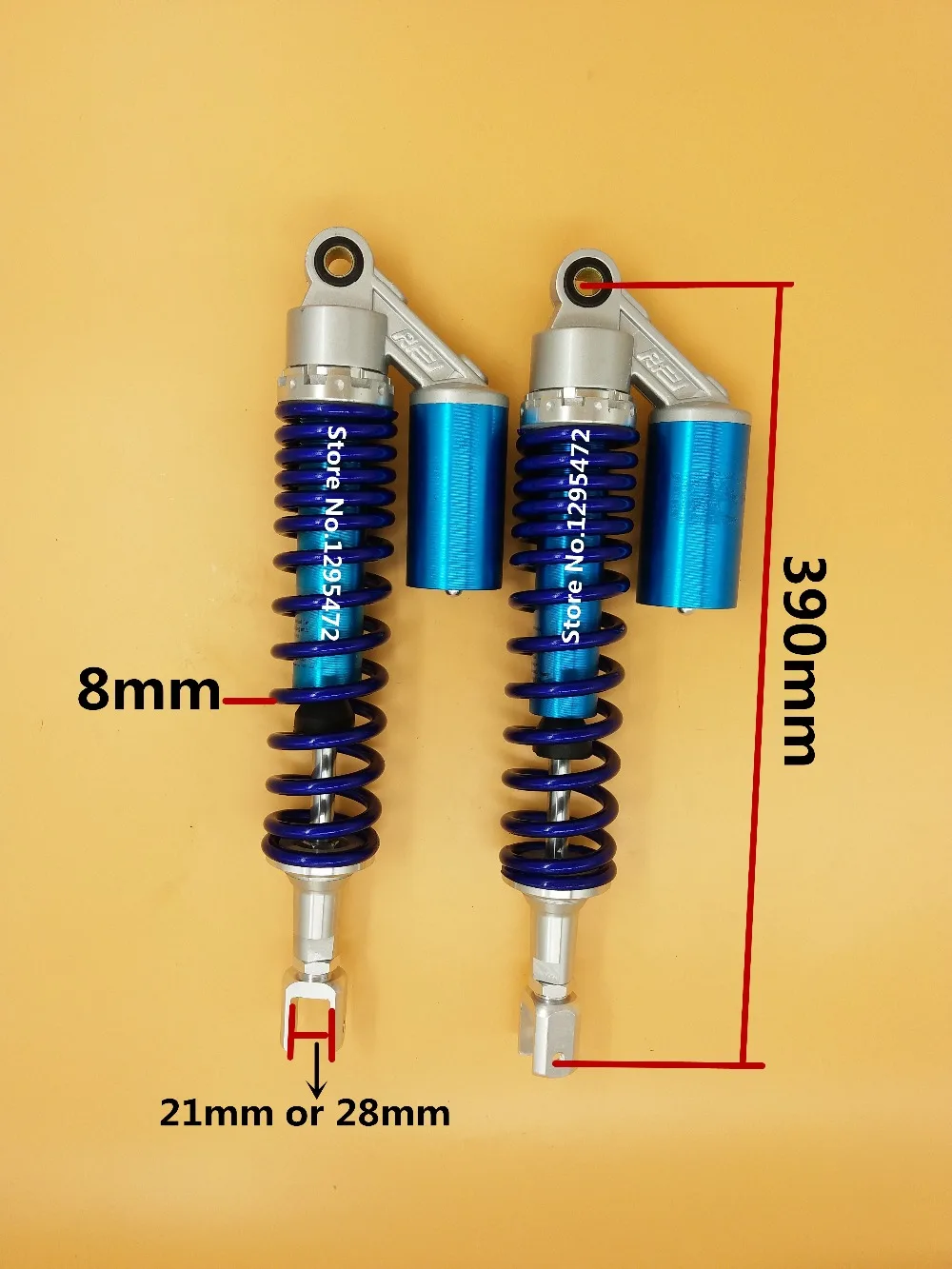 8mm spring 390mm motorcycle REAR AIR/NITROGEN CELL SHOCK ABSORBERS    fork  for Honda Yamaha suzuki kawasaki   atv  BLUE&SILVER