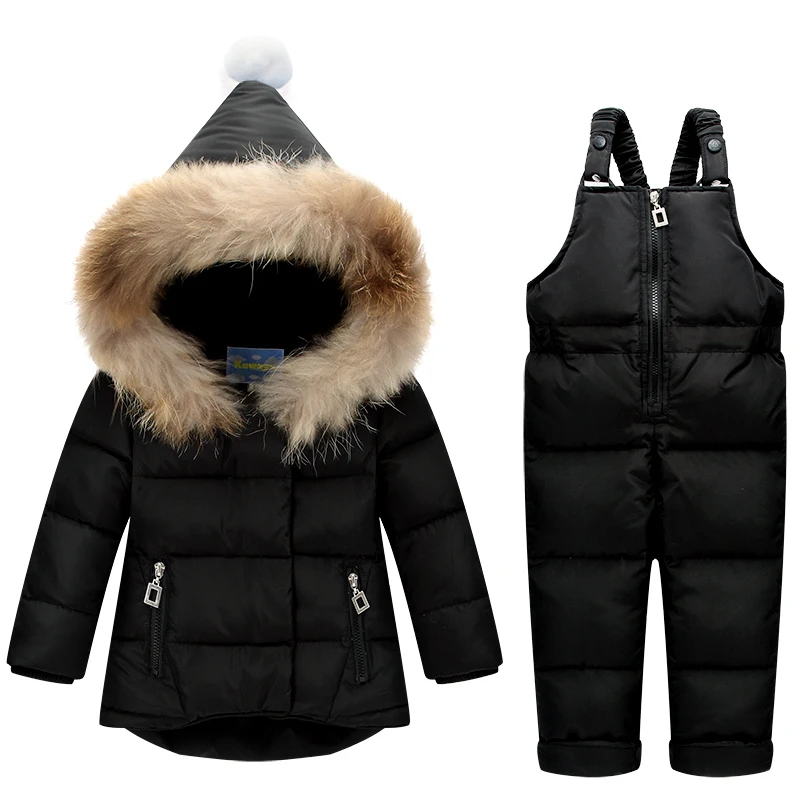 Kids Clothes Sets 2pc Snowsuit for Boys Girls Winter Children Warm Jackets Toddler Outerwear +Bib Pants Clothing Russian winter