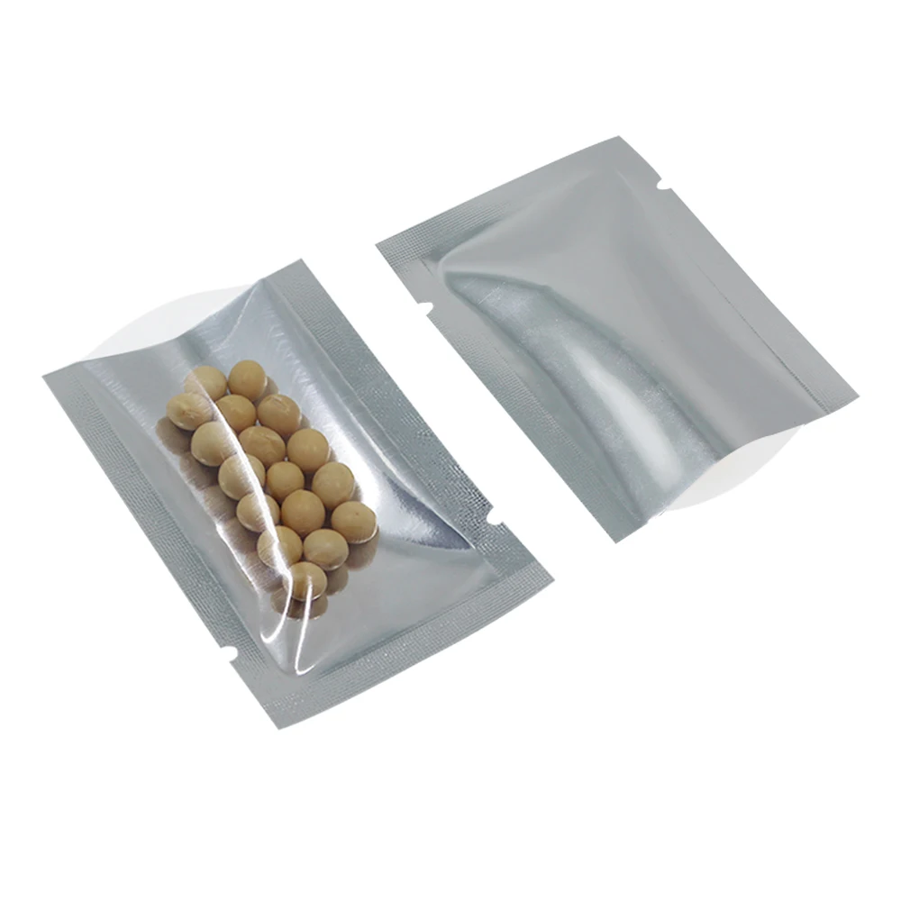 

DHL 5*7cm 3500Pcs/Lot Open Top Silver Aluminium Foil Clear Package Bags Vacuum Pouches Heat Seal Bag Food Storage Packing Bag