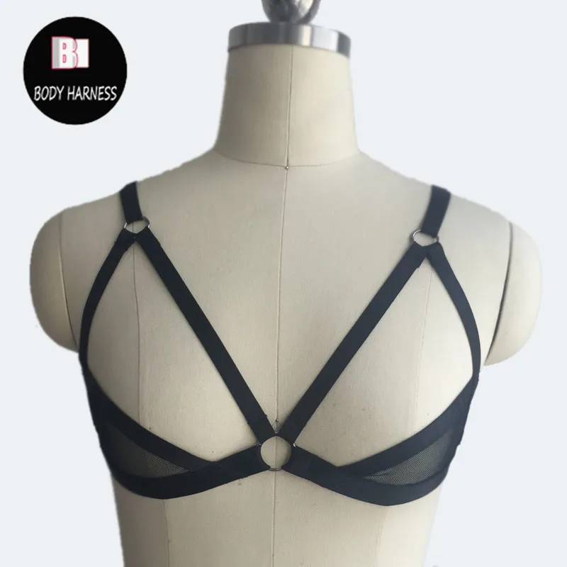 Novo quente preto fino corpo transparente arnês sexy bondage lingerie harajuku gótico corpo arnês gaiola sutiã