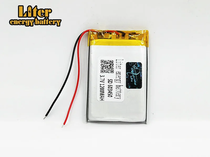 3.7V 1200mAh 603450 Lithium Polymer LiPo Rechargeable Battery For MP3 MP4 GPS DVD mobile PAD E-books Drone Camera 603450