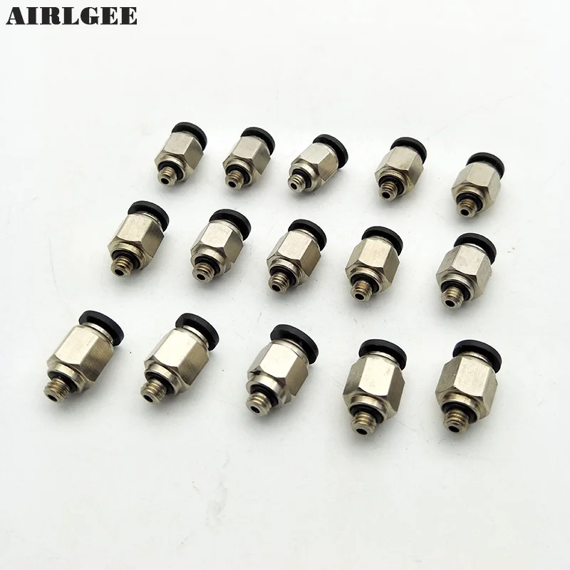 15Pcs Black High quality M5 Male Thread to 4mm Hole Tube Push in Connect Straight Quick Fittings PC4-M5