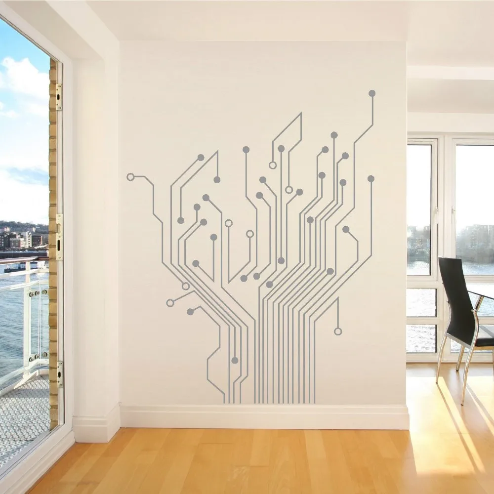 Circuit Tree Contempory Art Mural Wall Stickers Home Decor Stikers For Wall Decoration Let The Whole Room Full Of Technology DIY