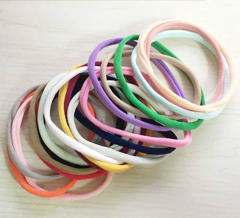 10 pcs/lot, New Solid Color Nylon Elastic Headbands Soft Stretchy Nylon Headbands , one size fits most