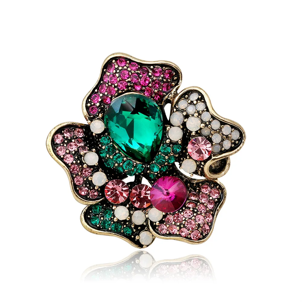 

2018 Fashion Alloy flower Brooches jewelry beautiful Rhinestone floral pins and brooches for women men suits scarf pins metal