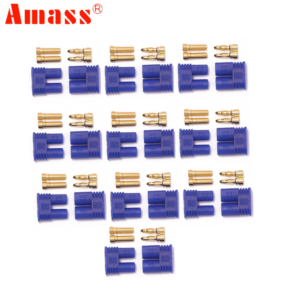 

100 pair Amass EC2 EC3 EC5 Male Female Bullet Connector Banana Head Plug 2.0MM 3.5MM 5.0MM For RC Lipo Battery