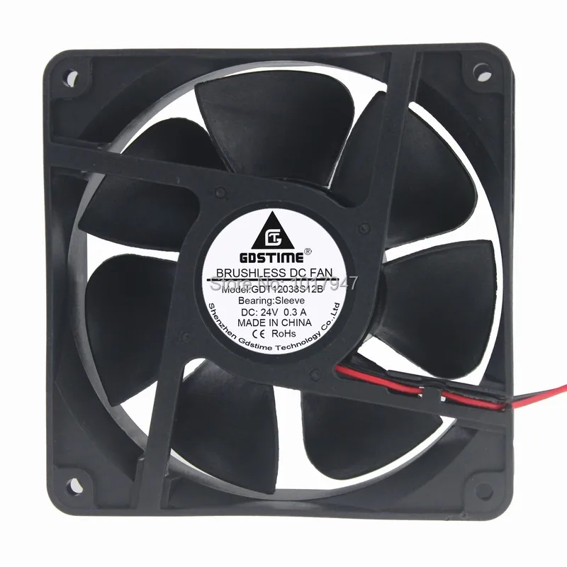 2Pieces LOT Gdstime DC 24V 2pin 12038 12cm 120mm x 38mm Computer Case Cooling Fan