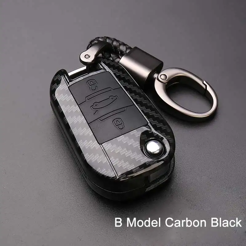 Carbon fiber car remote key cover case holder protect for Peugeot 301 308 308S 408 2008 3008 4008 5008 Car Accessories key case