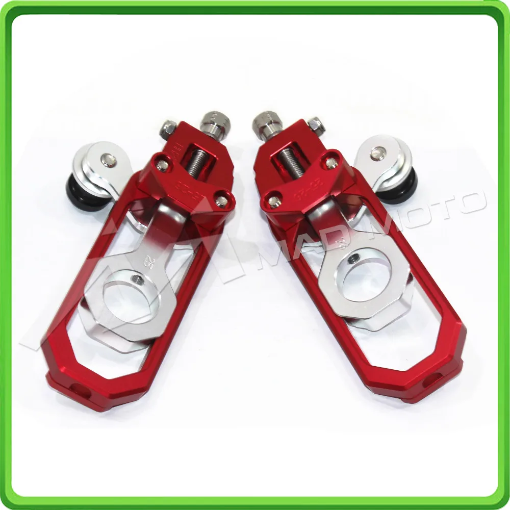 Motorcycle Chain Tensioner Adjuster with paddock bobbins kit for Yamaha YZF-R1 R1M R1S 2015 2016 2017 15 16 17 Red&Silver