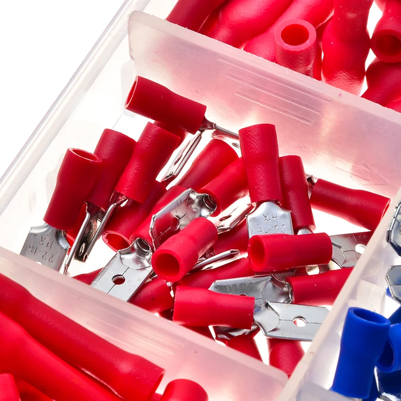 300PCS Insulated Crimp Wire Bullet Butt Connectors Set Piggy Back Terminators Red Blue Yellow Spade Terminals Kit 22-10AW