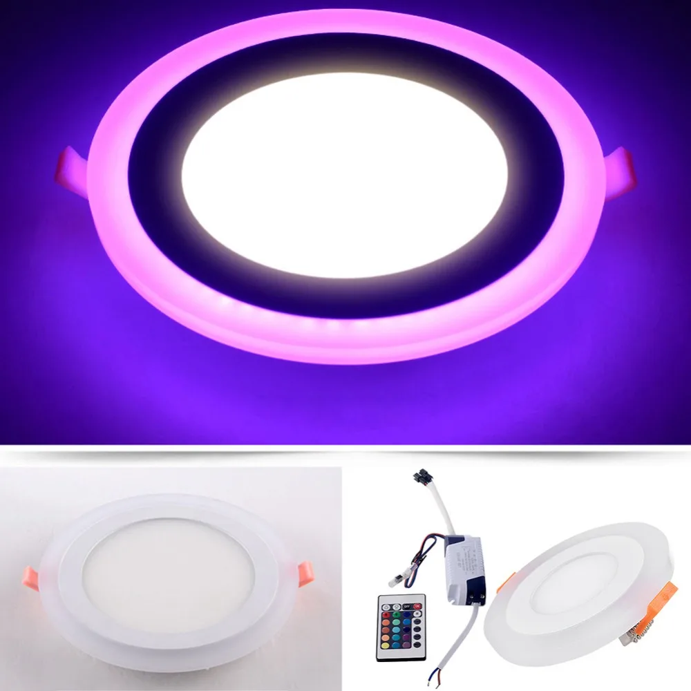 6W/9W/12W/18W/24W RGB+White Recessed Round/Square Led Panel Light Downlight lighting Led ceiling AC85-265V+Driver+24Key control