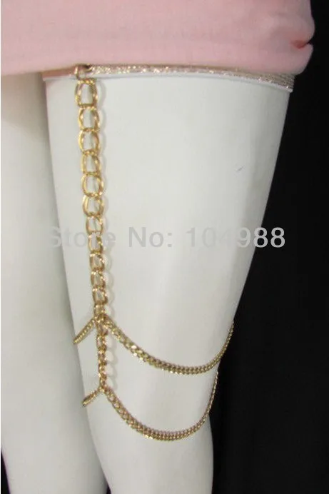 FREE SHIPPING New Women Gold Thigh Leg Chunky Metal Leg Chain Garter Strand Fashion Body Chains Jewelry