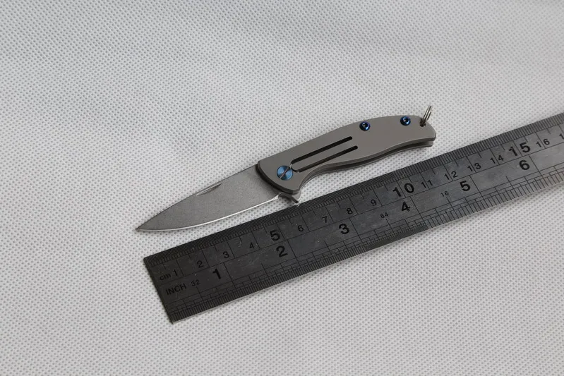 JUFULE made MIni small F95 style D2 blade Bear 95 folding knife Titanium outdoor camp hunt pocket fruit kitchen knife EDC tool