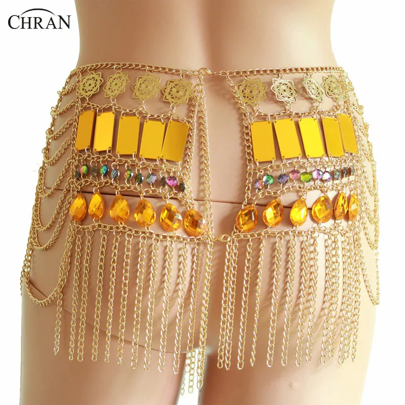 Chran Sexy Fringe Sequin Mini Chain Skirt Multilayer Festival Body Jewelry Gypsy Waist Belly Chain