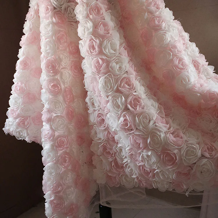 Rose Design Fabric,Mesh gown material,Wedding background cloth,130cm*45cm/pcs