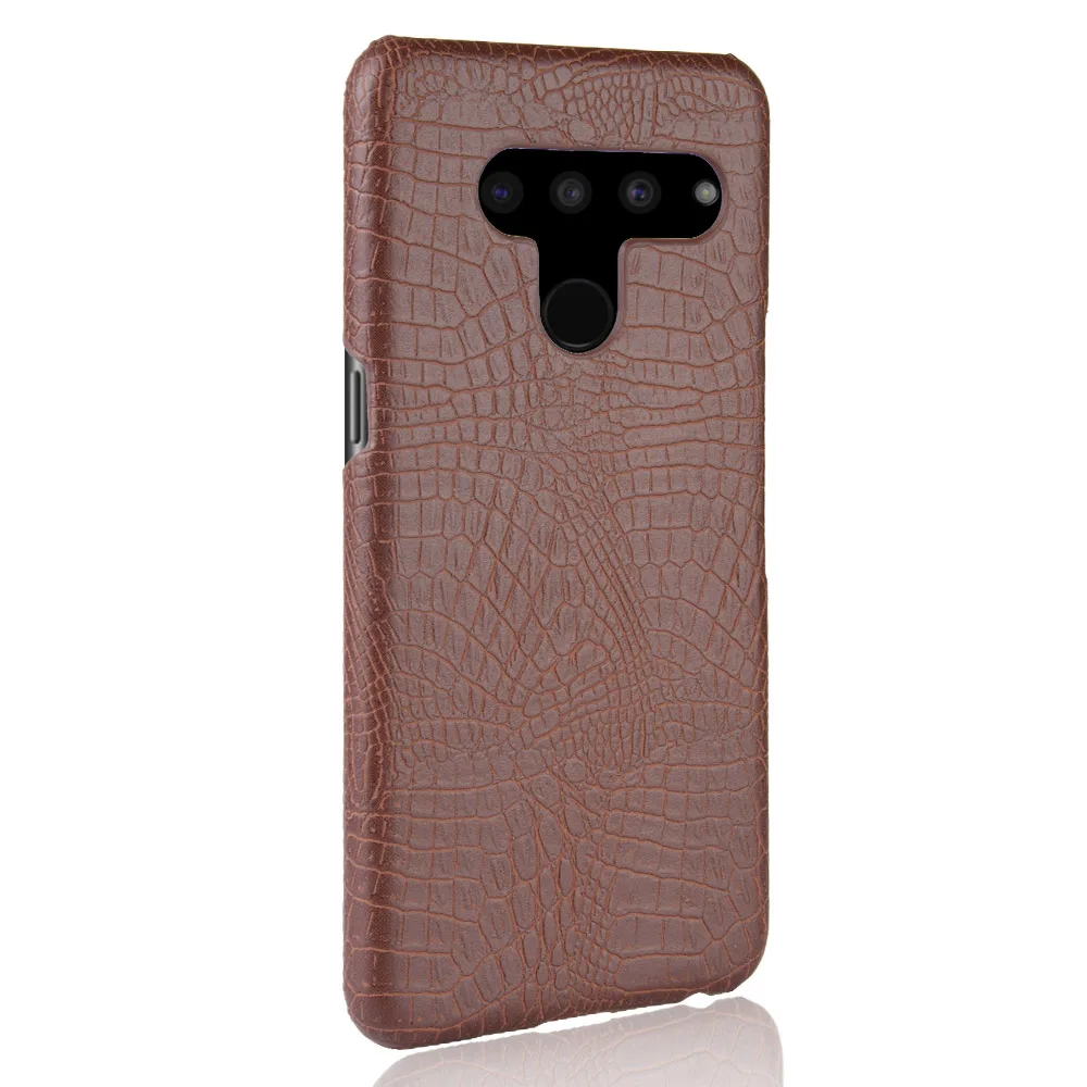 Funda de LM-V500N Retro Para LG V50 ThinQ 5G, carcasa de cuero PU, piel de cocodrilo, carcasa dura de PC para LG V50 ThinQ 5G V50, bolsa de teléfono