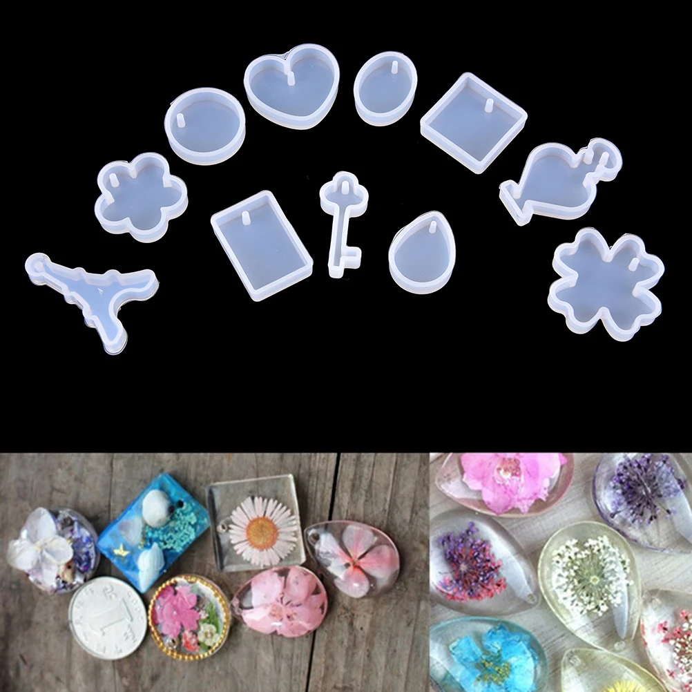 

12pcs DIY Silicone Mould Craft Molds For Resin Necklace Pendant Jewelry Making Tool