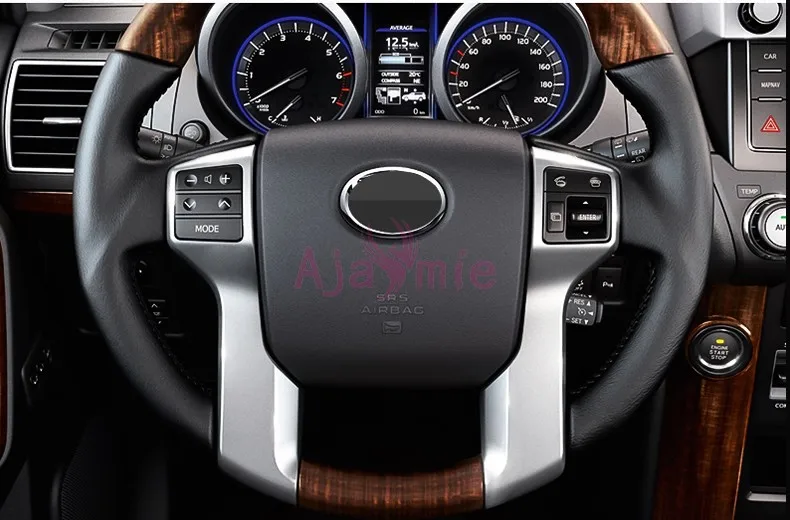 Accessories For Toyota Land Cruiser 150 Prado LC150 FJ150 2010-2017 Interior Wooden Steering Wheel Cover Trim Chrome Car-Styling