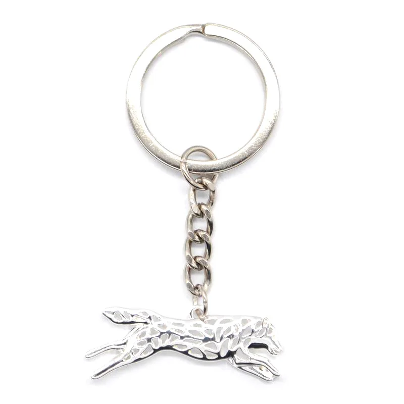 Women Leaping Siberian Husky Key Chains Metal Running Dog Pendant Key Chains