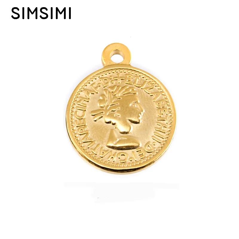 

Simsimi female Coin pendant Pound Elizabeth II,Euro 10 cent Coins real Stainless steel thick charms pendants wholesale 50