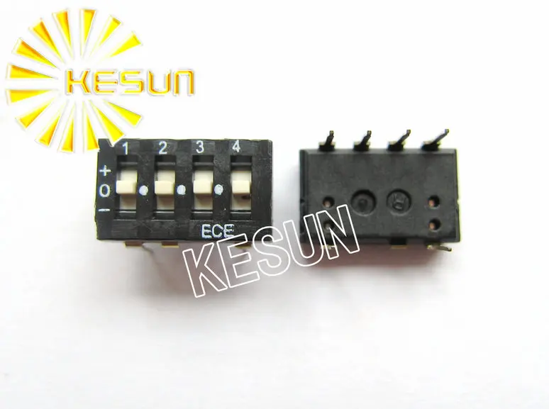 100% Original ETA104 4P 2.54mm 3 way ON-OFF-ON Black DIP Switch ETA104EZ x 100PCS