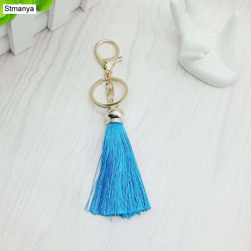 2 Piece/Lot Silk Tassels Key Chain Cute Car Keychain For Women Bag Charm key ring Accessory jewelry 16023