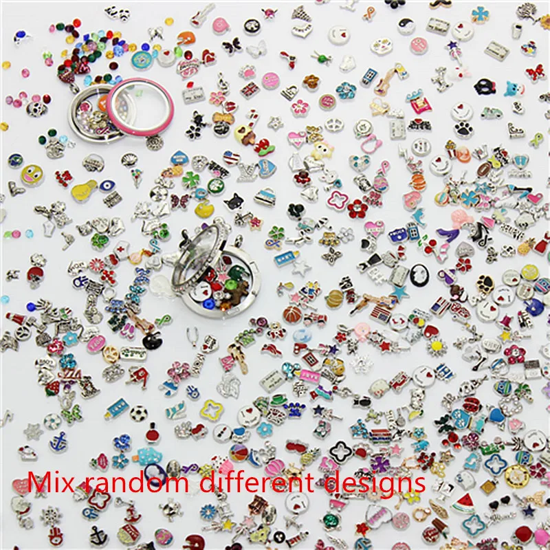 

100pcs/lot Random Over 1000 Style Can Mixed Different Designs Fashion Alloy Floating Charms For Glass Pendants Lockets