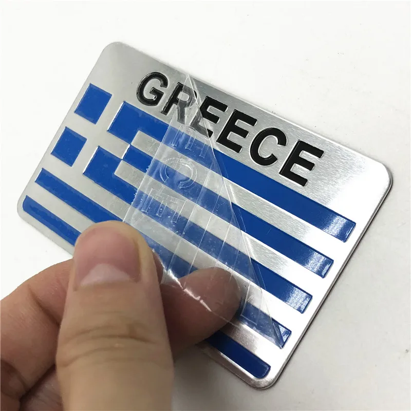 3D Aluminum Metal Heat-Resistant Greece National Flag Badge Car Front Grill Grille Emblem Sticker Motorcycle Racing Sports Decal