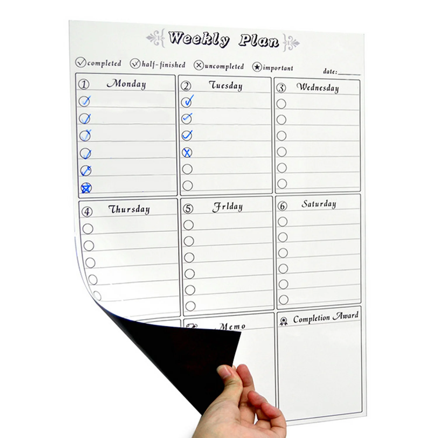 Multi-Purpose Removable Weekly Monthly Planner Refrigerator Magnet Dry Erase Board with 2 Erase Markers for Home Office Shops