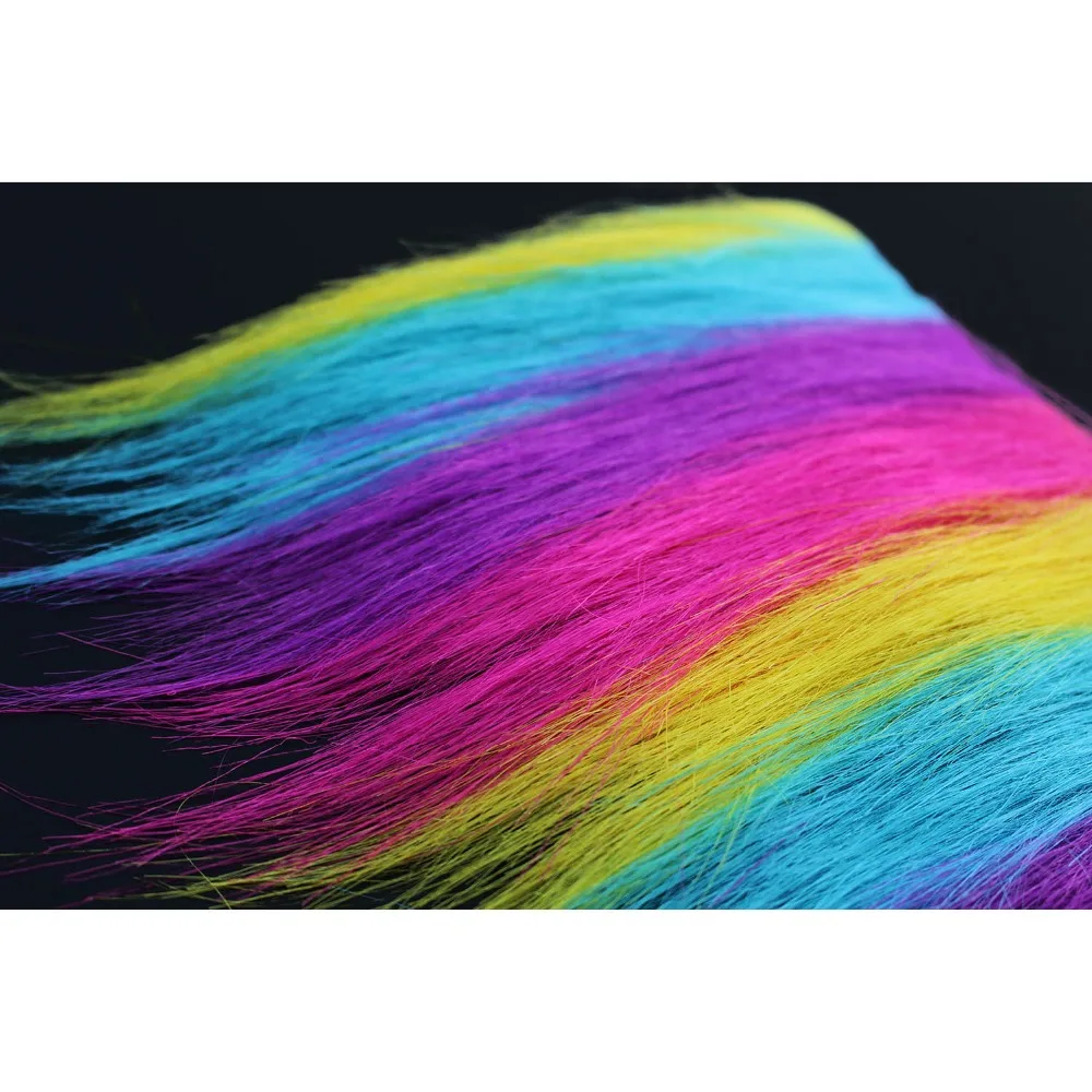 Tigofly 2 pcs/lot 20X10cm Furabou Craft Fur Rainbow Color Soft Synthetic Fiber Streamer Tail Wing Fly Fishing Tying Materials