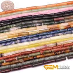 4x12mm Assorted Stones Column Tube Loose Beads For Jewerly Making Strand 15