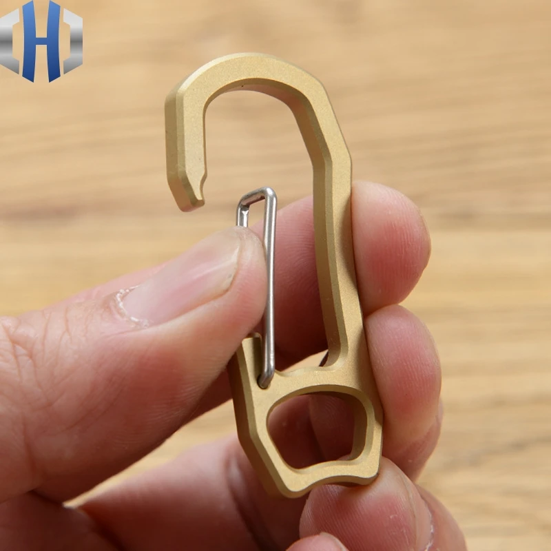 

DIY Brass Hook Vintage Key Ring Vintage Spring Buckle EDC Outdoor Tools Camping Buckles