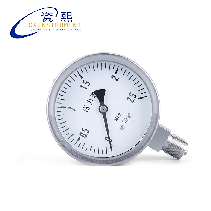 Water Pressure Gauge With 0~60 Mpa 100mm Radial Install Thread Connection Stainless Steel Material High Pressure Gauge