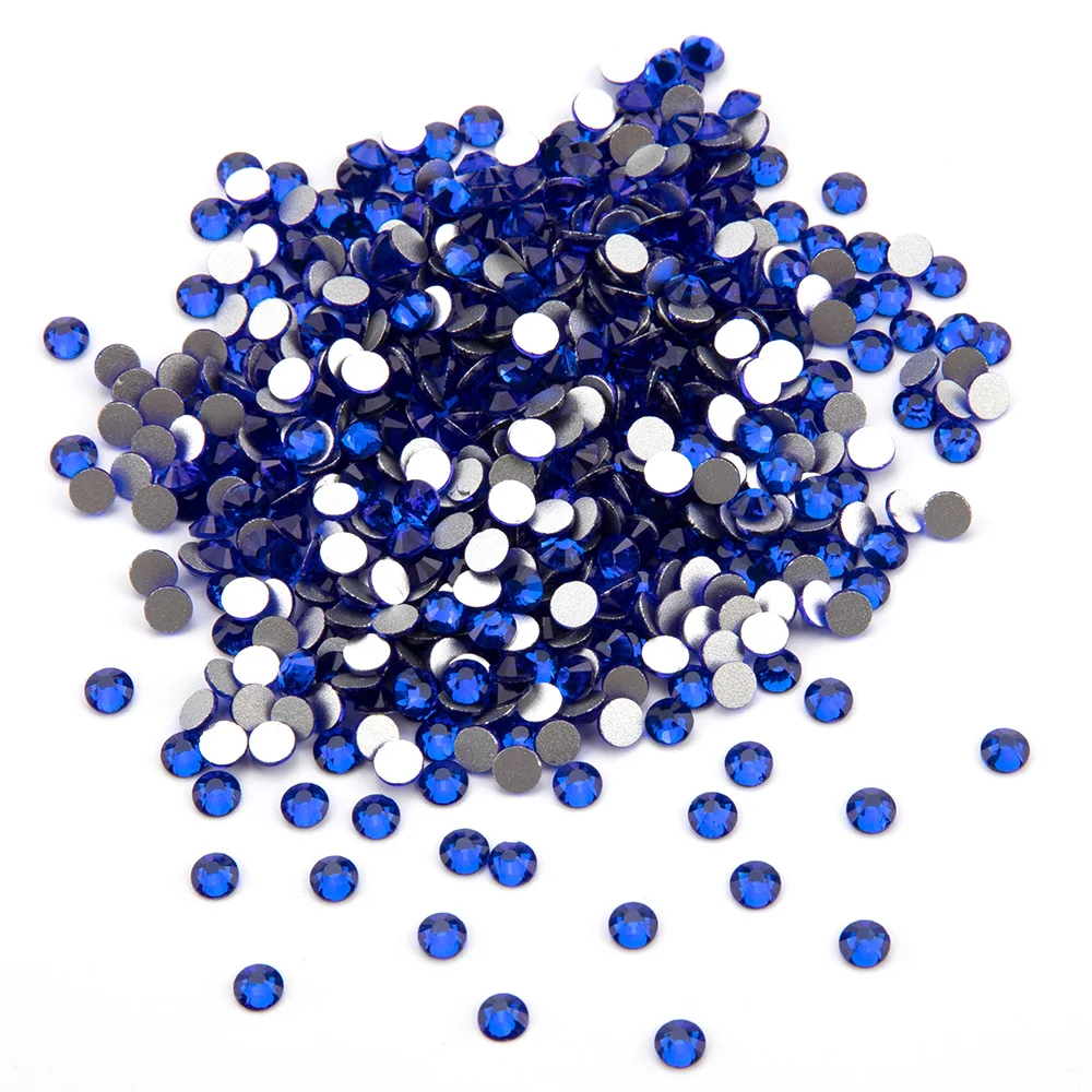 

SS3-SS34 Sapphire Rhinestone for Nail Art Flat Back Non Hotfix Glue on Nail Art Rhinestones Round Gem and Top Grade