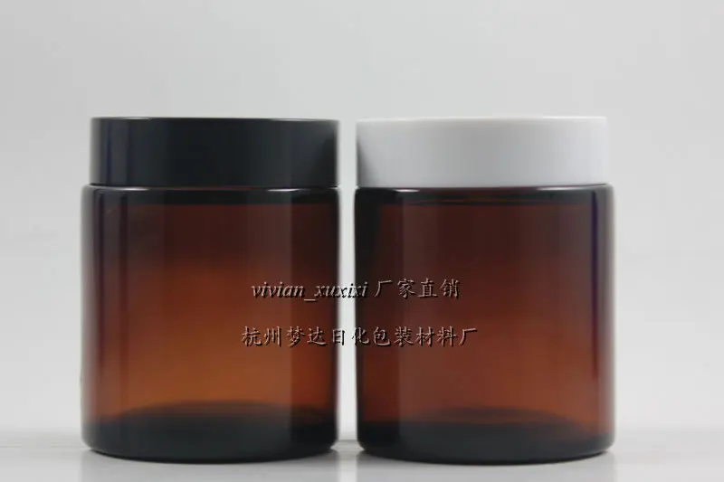 

20pcs 100g brown glass cream jar with plastic black or white lid, empty glass 100 g cosmetic jar, glass 100ml mask cream jar