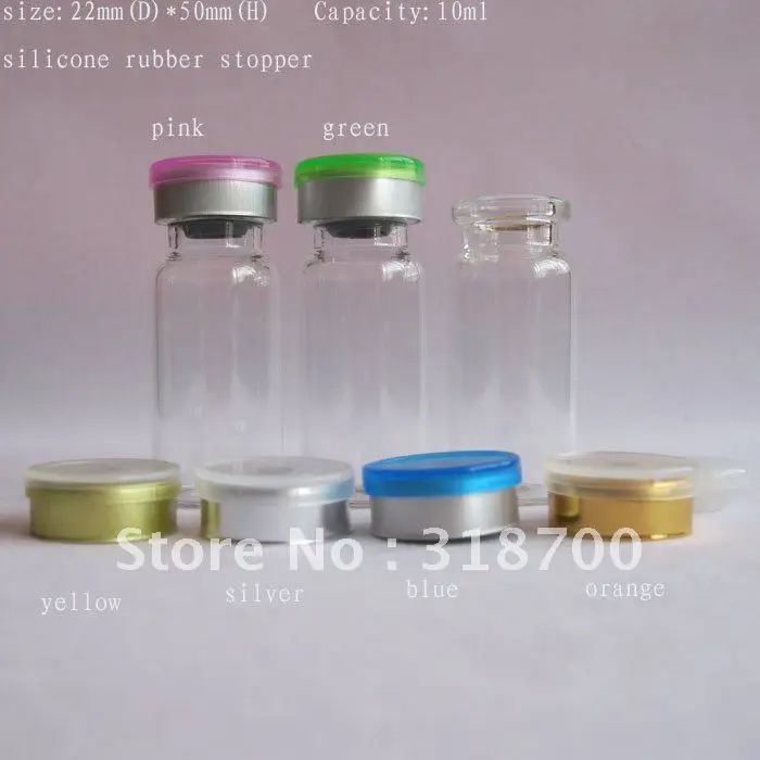 

300 x 10ml clear glass vial with silicone stopper & flip cap, 10ml glass bottle, cosmetic packging, essence oil bottle