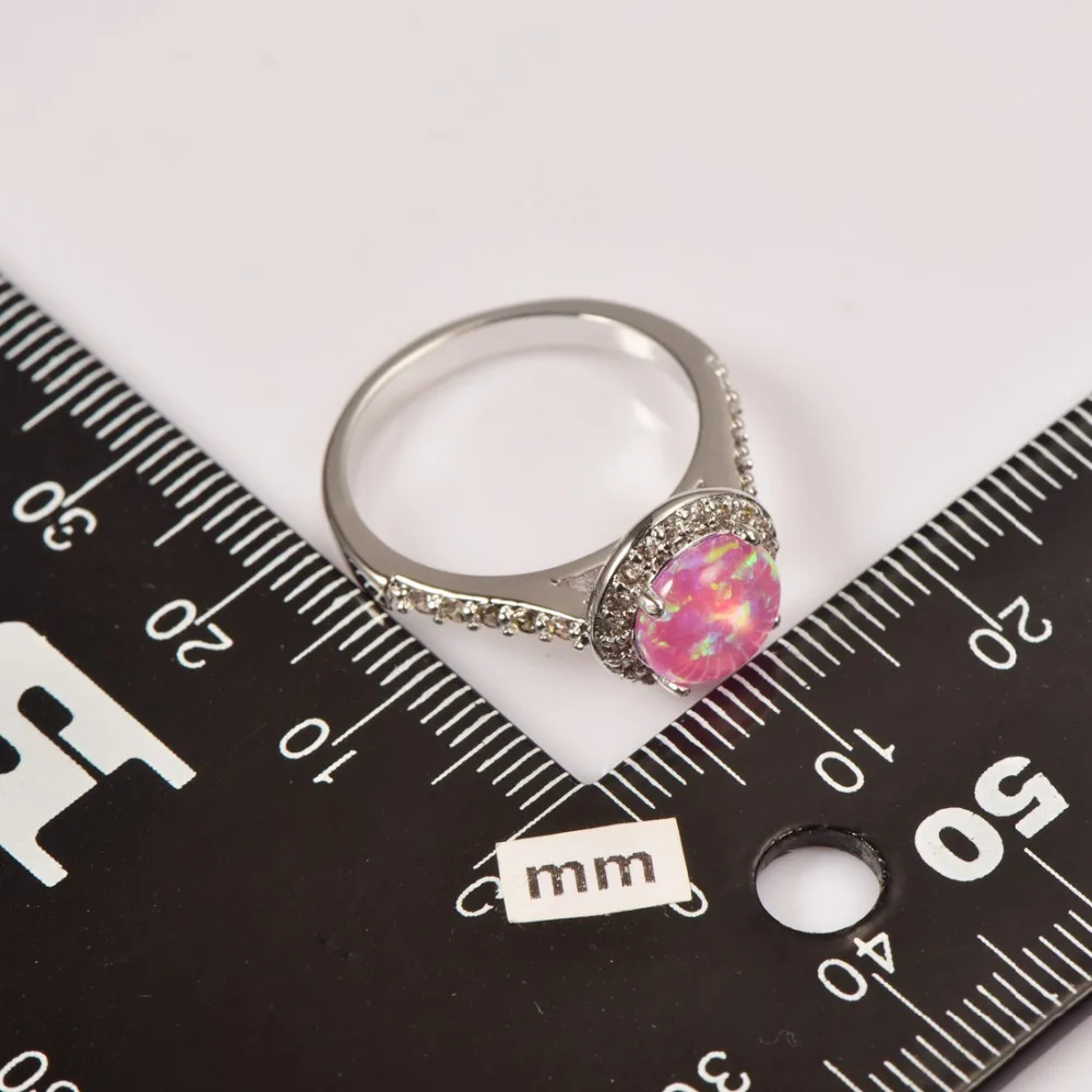 Pink Opal White Crystal Ring 925 Sterling Silver Top Quality Fancy Jewelry Wedding Ring Size 5 6 7 8 9 10 11 A224