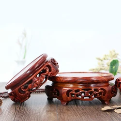 Red Rosewood Round Vase Base Aquarium Teapot Strange Stone Urn Flowerpot Buddha Furnishing Articles Root Carving