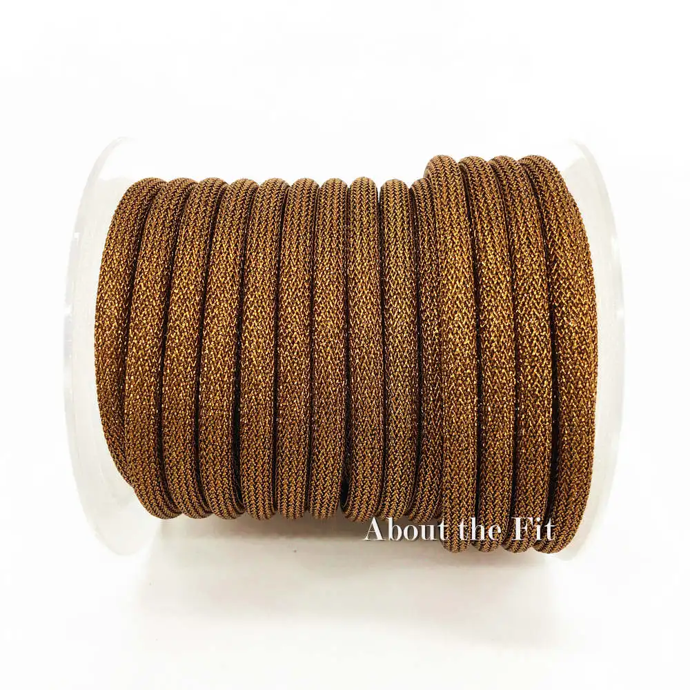 About the Fit 6mm Braided Metallic Thread Round Plastic Tube Cords Metal Wire Mesh Bands Woven Rope Craft Collar Making