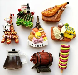 France Paris Cow Macaron Tower Ham Bread 3D Fridge Magnets Tourism Souvenirs Refrigerator Magnetic Stickers Gift