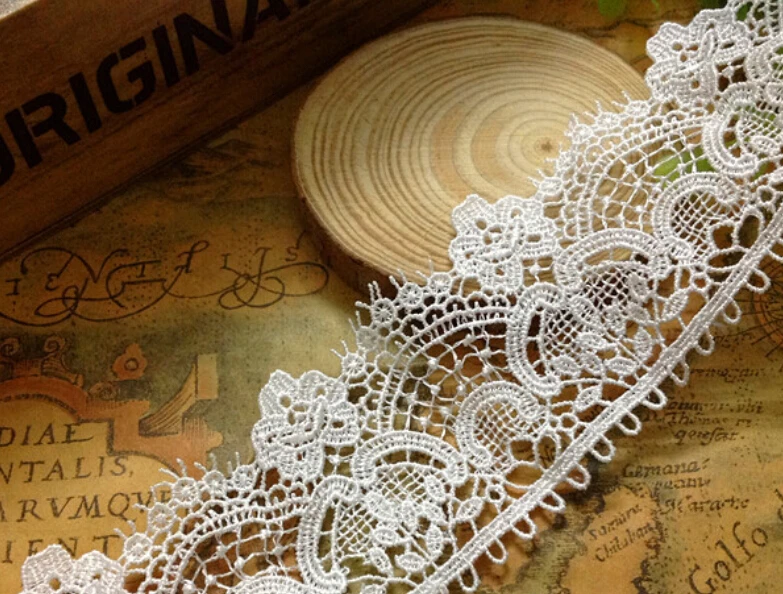 

5 yard/lot width 5cm 1.96" white scalloped bridal wedding dress lace trim ribbon 1028598L4K427