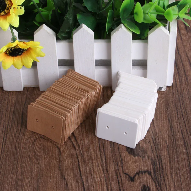 JAVRICK 100Pcs Blank Earrings Ear Studs Display Card Hanging Tags Kraft Paper Jewelry