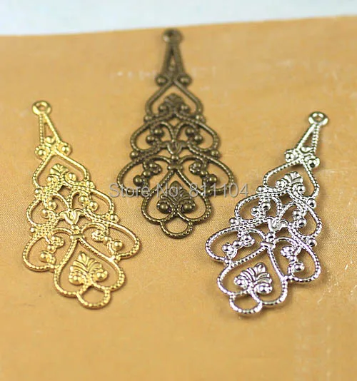 

18x41mm Multi-color Plated Brass Metal Blank Filigree Flower X'mas tree w/ a Loop Links Wraps Connectors Findings Connectors