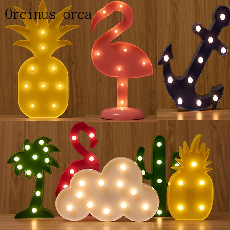 

The LOVE alphabet wall decoration girl room creative Nightlight string LED Flamingo cactus shaped lamp free shipping