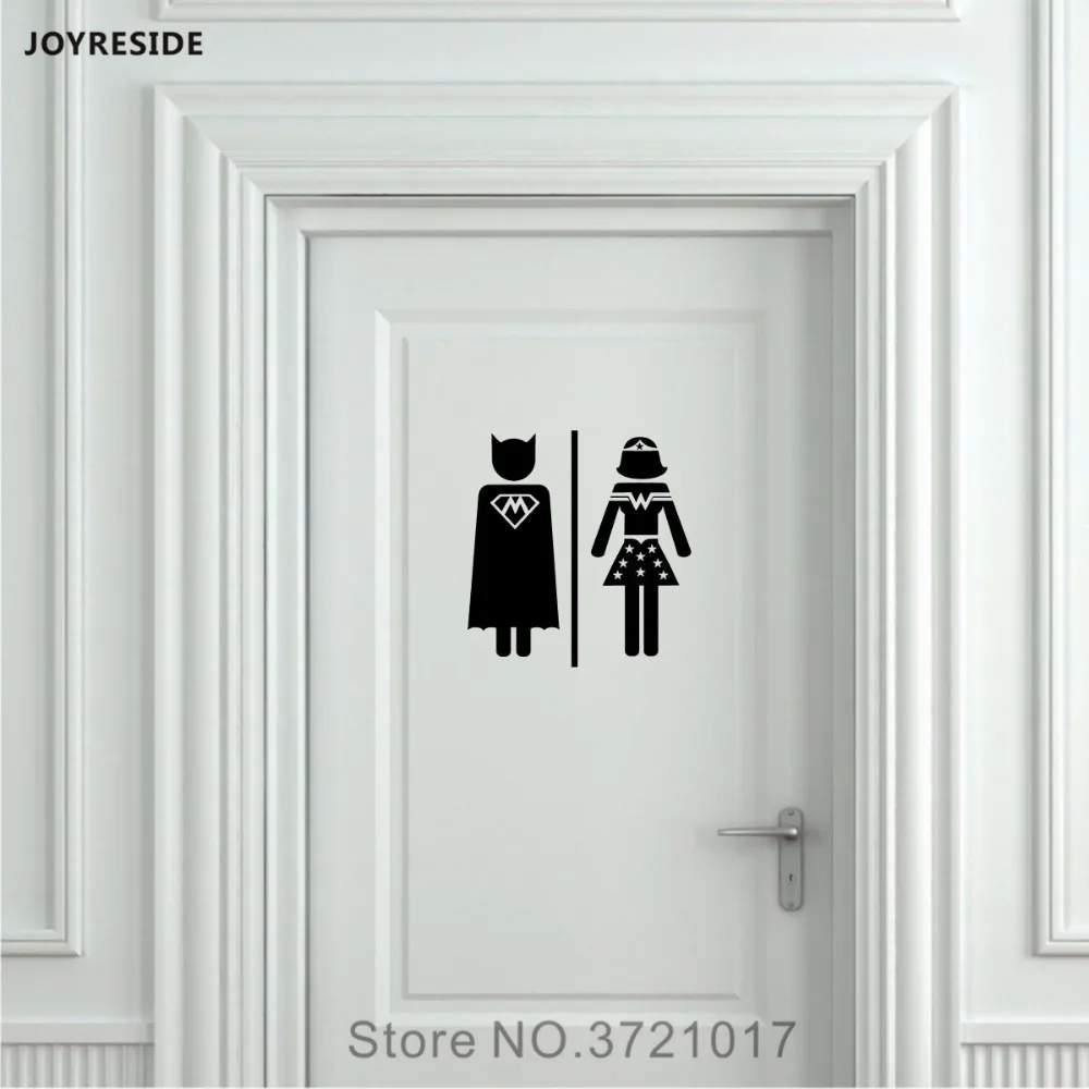 JOYRESIDE W&M Men Women Unisex Restroom Bathroom Toilet Sign Door Wall Decal Vinyl Sticker Decor Art Home DIY Decoration XY091