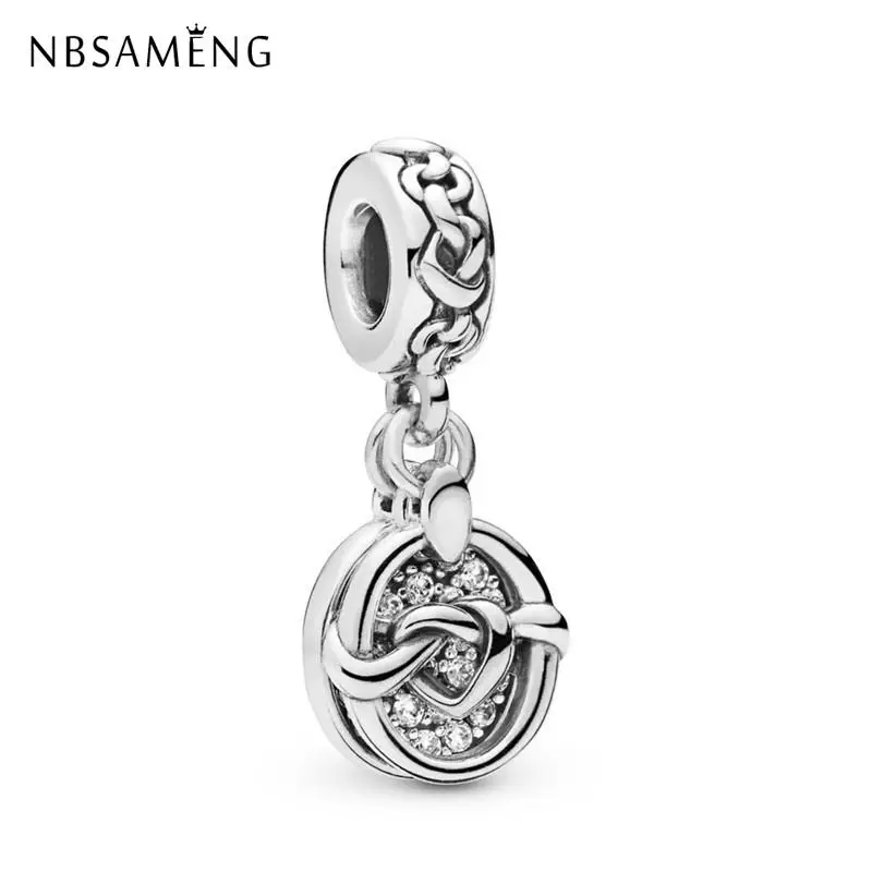  925 Sterling Silver Charm Mind Connection Crystal Charms Pendant Beads Fit Pandora Original  Bracelets Women Jewelry 2019