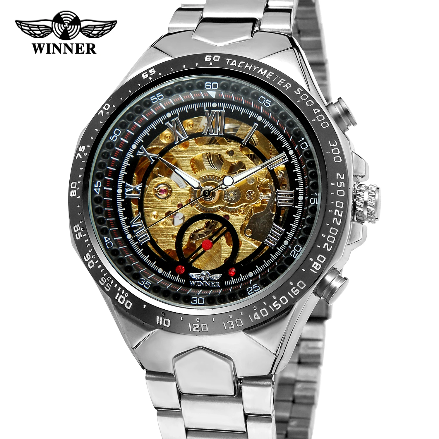 2019 Winner Top Brand Number Army Military Sport Design Bezel Luxury Golden Man Watch Montre Homme Clock Men Automatic Skeleton