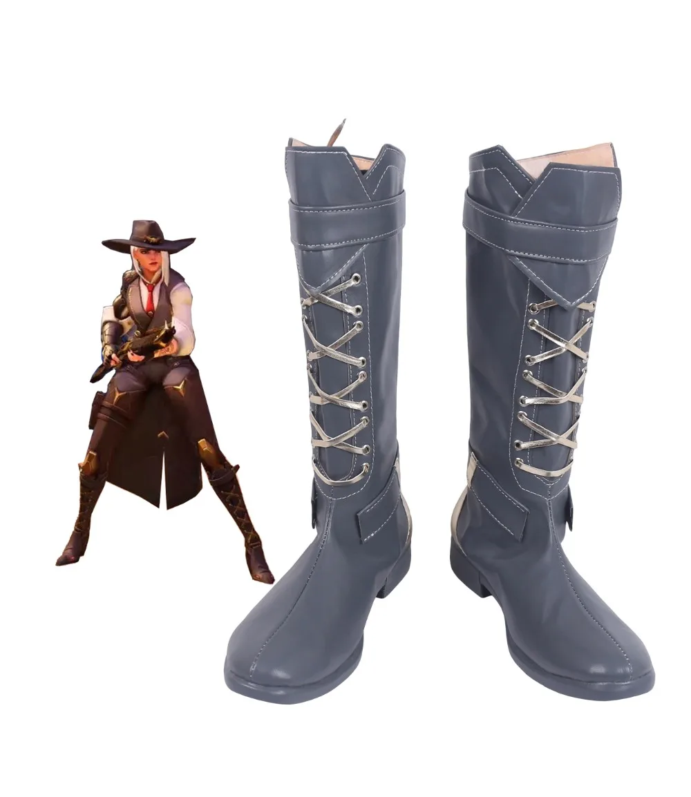 Ow Ashe Elizabeth Schoenen Cosplay Ow Elizabeth Caledonia Calamity Grey Cosplay Laarzen Ow Schoenen Custom Made Elke Grootte