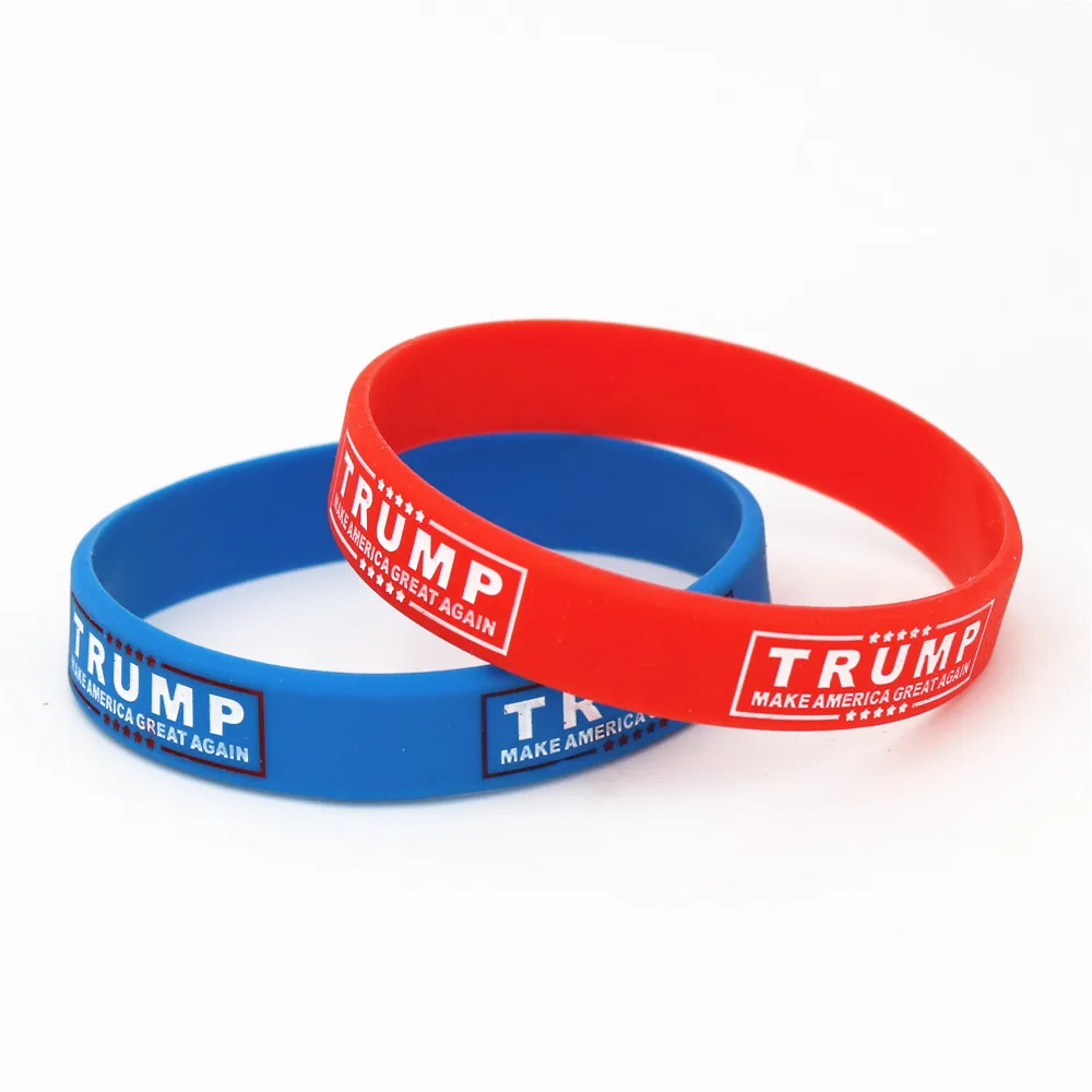 1PC Make America Great Again Silicone Wristband Red Blue Rubber Power Men Bracelet Fashion Jewelry Trump Support Band Gift SH177